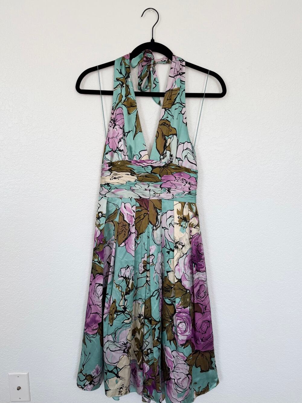 Adrianna Papell Occasions Floral Sequin Halter Dress – Vintage Y2K – Size 4